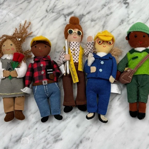 NWT Handcrafted Felt Doll Ornament Set - Career Workers Construction Florist - Picture 3 of 4